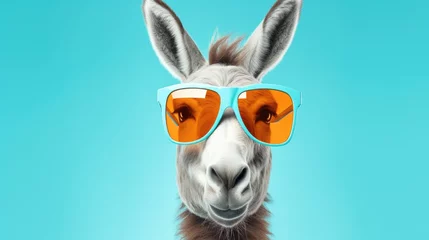 Fotobehang Cool donkey with glasses © Krtola 