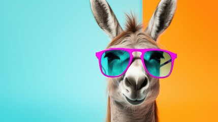Obraz premium Cool donkey with glasses