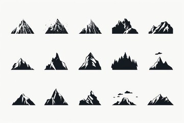 Mountain Icon Set for Outdoor and Adventure Design - obrazy, fototapety, plakaty