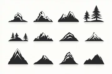 Fotobehang Bergen Mountain Icon Set for Outdoor and Adventure Design