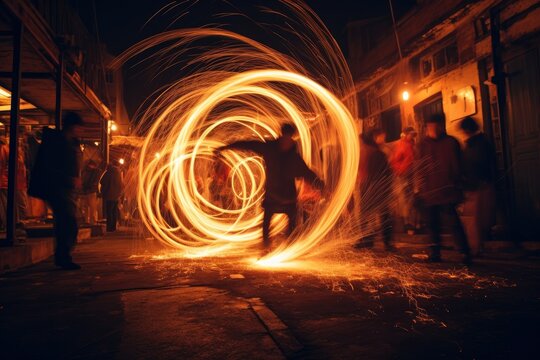 Long Exposure Street Fire Performance