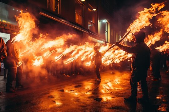 Long Exposure Street Fire Performance