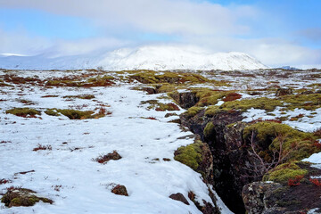 Ground fissure at Thingvellir National Park in Iceland