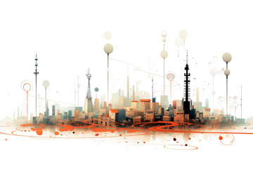 Antennas and Towers on a Transparent Background. Generative AI