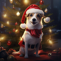 Dogs celebrating Christmas, from various breeds and locations
