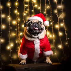 Dogs celebrating Christmas, from various breeds and locations

