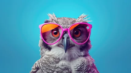 Raamstickers Cool owl with glasses © Krtola 