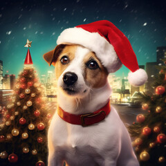 Dogs celebrating Christmas, from various breeds and locations
