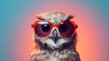 Fotobehang Cool owl with glasses © Krtola 