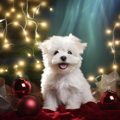 Dogs celebrating Christmas, from various breeds and locations

