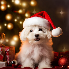 Dogs celebrating Christmas, from various breeds and locations
