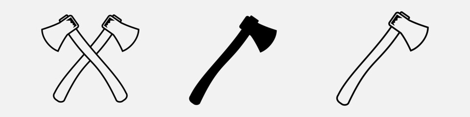 Axe vector. Axe cross outline 