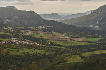 The views of the Urederra river valley, in the Urbasa mountain range, from the Mirador de Ubaba (Balcón de Pilatos). Navarre. Spain