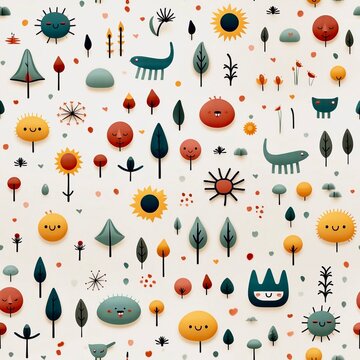 seamless pattern with kids decorations, generative AI 