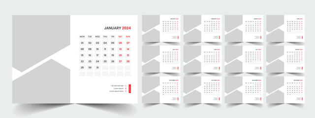 Desk Calendar Template 2024