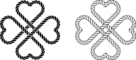 outline silhouette shamrock rope icon.clover leaf rope vector - obrazy, fototapety, plakaty