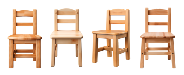 Collection of Diverse Small Wooden School Chairs for Children