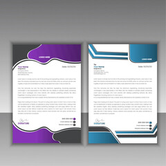 Letterhead for business solutions, with multiple color sets. Abstract business letterhead bundle.  Corporate Letterhead bundle design template.   