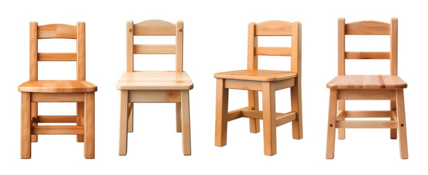 Collection of Diverse Small Wooden School Chairs for Children