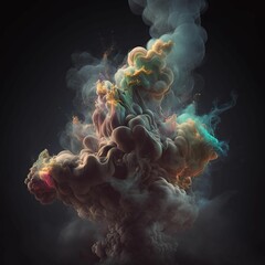 AI generated illustration of a vibrant and abstract array of colorful smoke spiraling