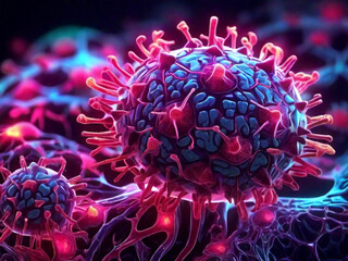 Obraz premium Virus, Microbo virale, Batteri allergici e assistenza sanitaria medica microbiologia