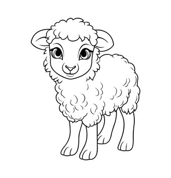 Sheep cartoon coloring page - Coloring book for kids