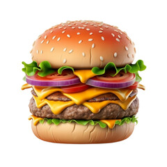 realistic 3d burger food isolated transparent background
