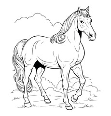 Horse illustration coloring page - Coloring book