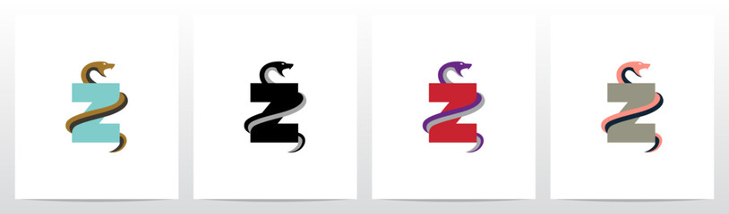 Snake Encircling Letter Logo Design Z