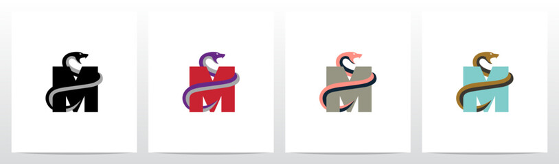 Snake Encircling Letter Logo Design M