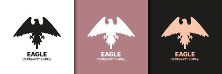 Obraz premium Eagle logo for company design. Eagle or hawk icon design. Eagle emblems or eagle logos collection. Falcon, hawk, eagle icons. Business logo company