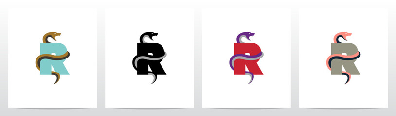 Snake Encircling Letter Logo Design R