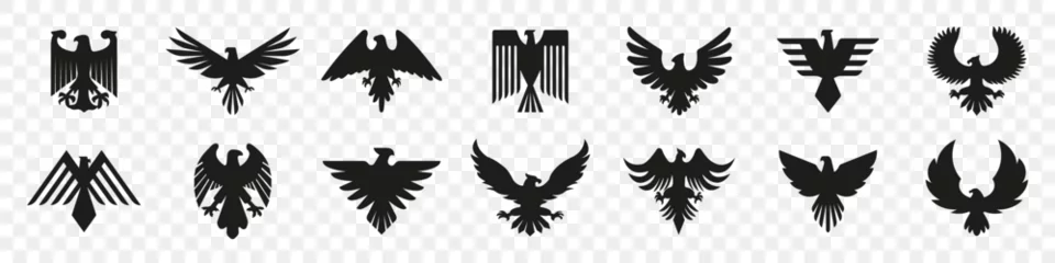 Foto op Canvas Eagle logo in black. Eagle or hawk icon design. Eagle emblems or eagle logos collection. Falcon, hawk, eagle icons. Business logo company © stas111