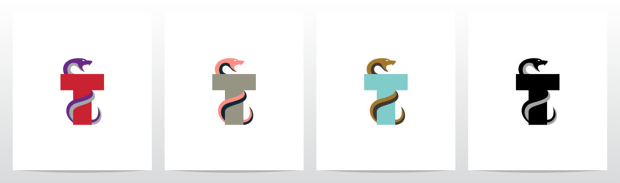 Snake Encircling Letter Logo Design T