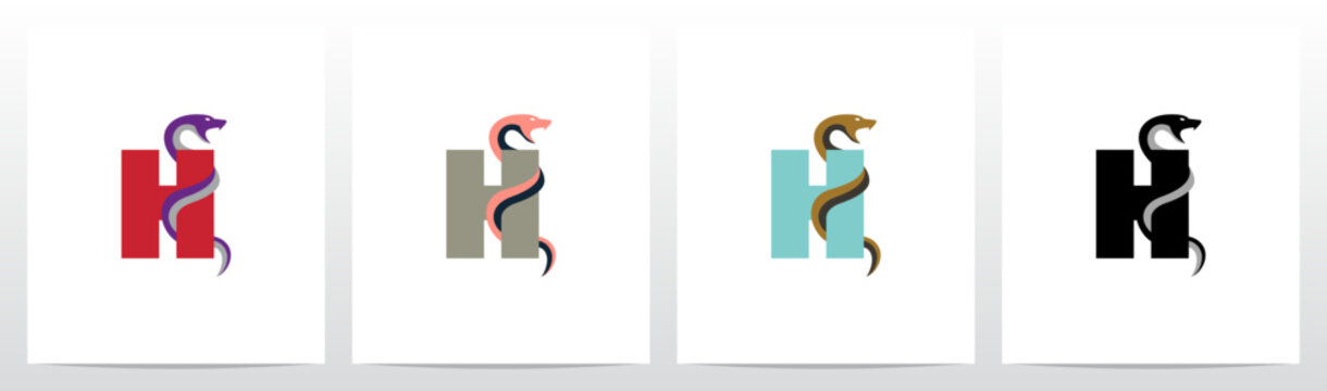 Snake Encircling Letter Logo Design H