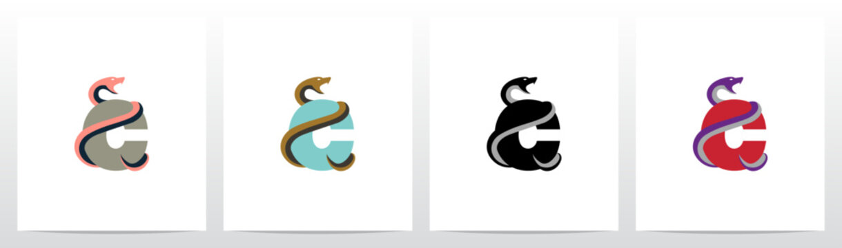 Snake Encircling Letter Logo Design C