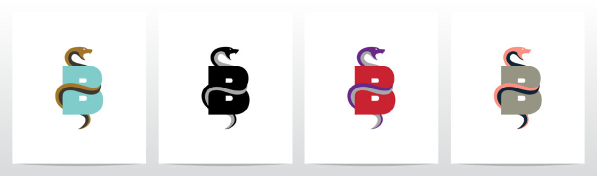 Snake Encircling Letter Logo Design B