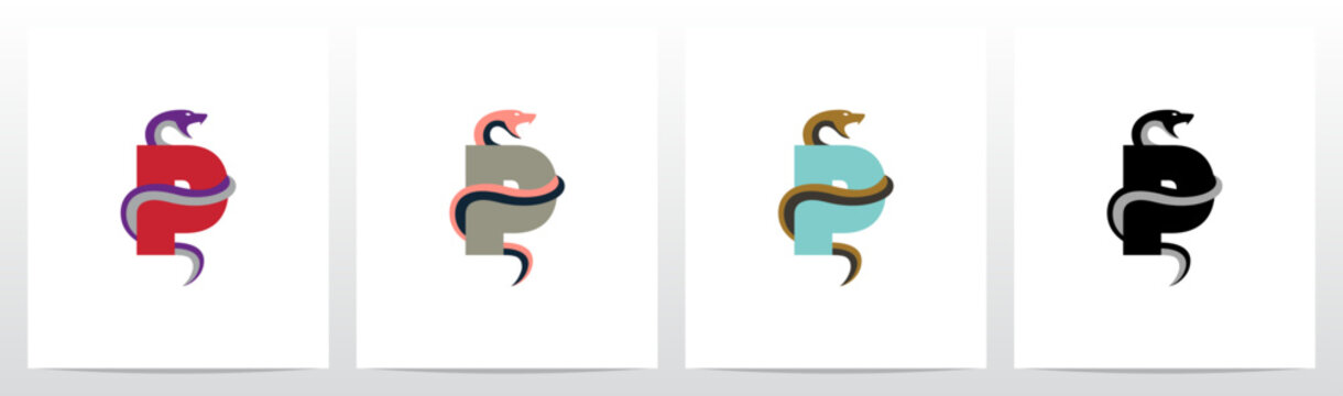 Snake Encircling Letter Logo Design P