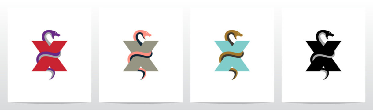 Snake Encircling Letter Logo Design X