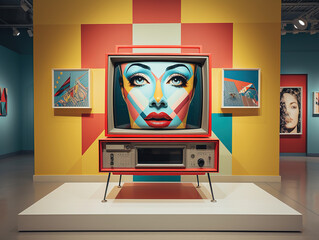 Vintage TV in Pop Art Museum: A Retro and Vibrant Display