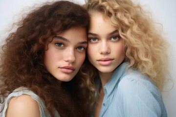 Obraz premium Young portrait style beauty pretty face female fashionable women attractive person hair model caucasian