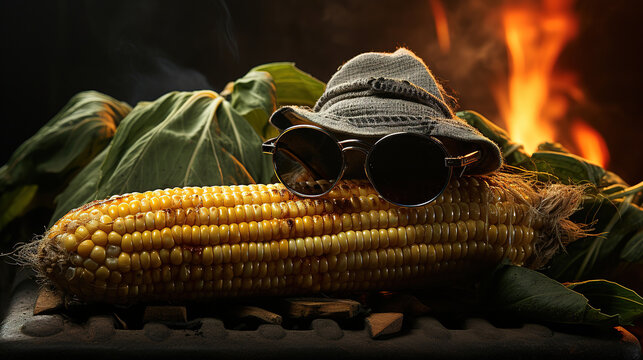 Corn Cob with Glasses: A Quirky and Fun Image