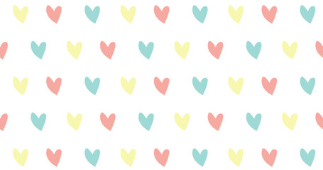 Seamless pattern. Multicolored hearts. Pattern for fabric, wrapping paper.