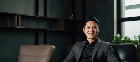 Asian Man Counselor Employee Lifestyle Backdrop Generative AI