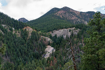View of Stove Mountain from North Cheyenne Cañon Park in Colorado Springs, CO in the late...