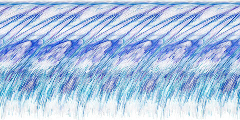 beaded parallel diagonal stripes in shades of blue and grey on a white background