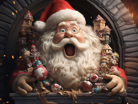 Santa Caught Off Guard: A Surprised Santa Claus