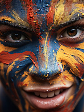 Vibrant Diversity: People with Colorful Face Paint in Stunning Hues