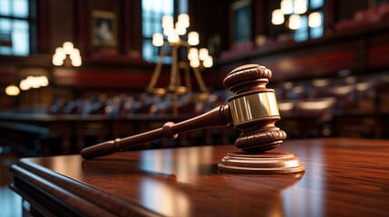 Fototapeta na wymiar Legal Symbol: A Gavel Signifying Judicial Power and Decision