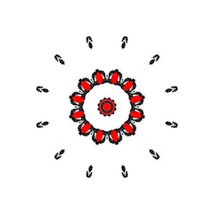 red paint splashes collide isolated Mandala Design